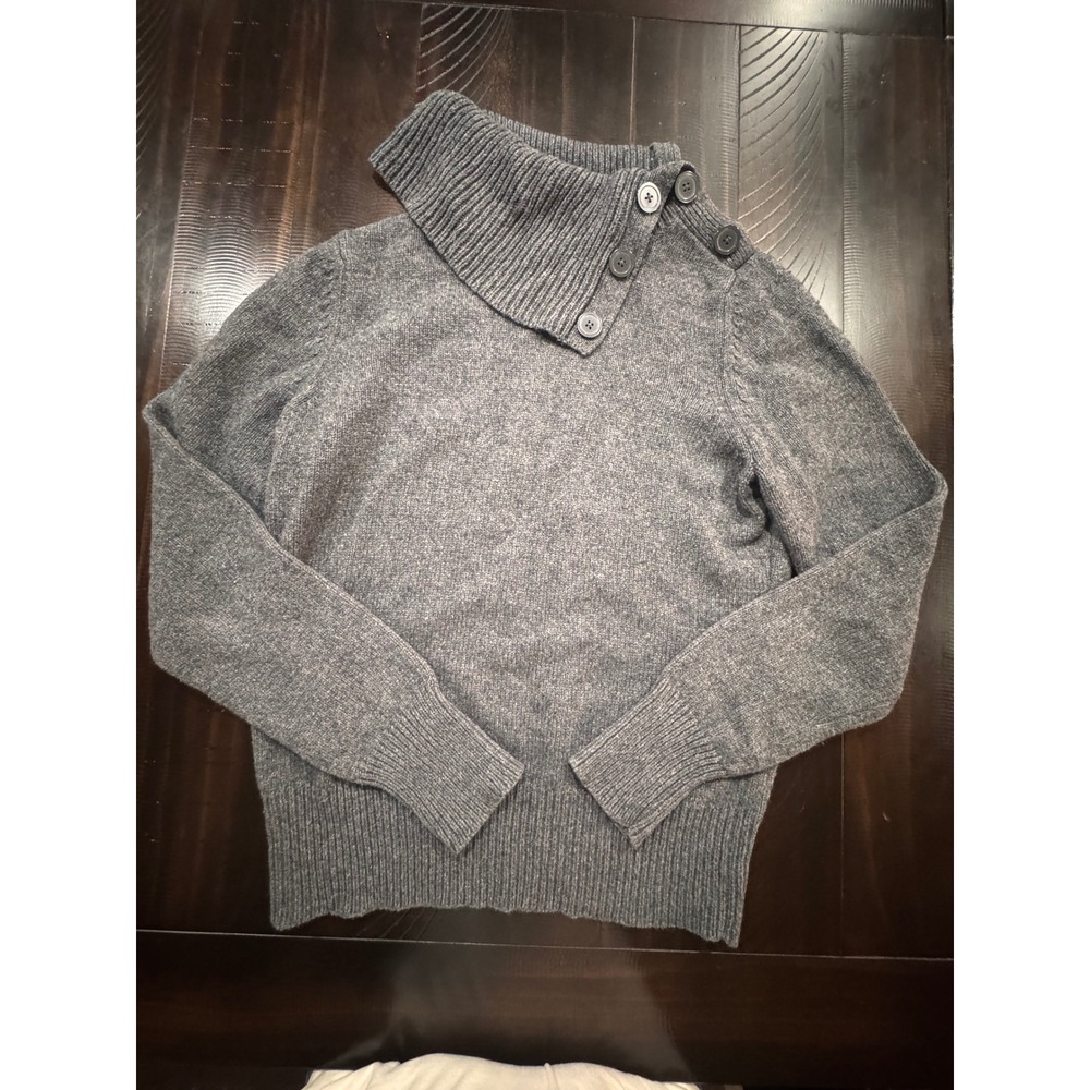 Gap Womens Gray Marl Button Turtleneck Knit Sweater Size L